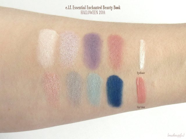 Swatches of the e.l.f. Halloween 2014 Enchanted Beauty Book