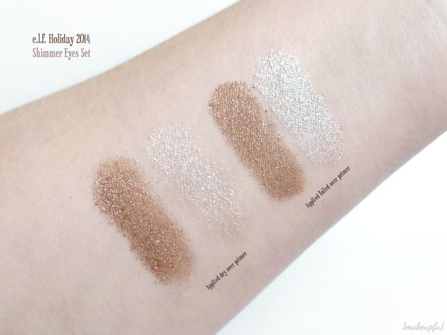 Swatches of the e.l.f. Holiday 2014 Shimmer Eyeshadow [Online Version]