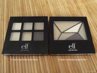 Comparison of the e.l.f. Studio 6 Piece Geometric Eyeshadow Palette I & e.l.f. Back to School Natural Shadows and Brush