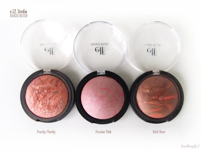 e.l.f. Studio Baked Blush in Peachy Cheeky, Passion Pink and Rich Rose