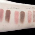 Swatches taken in direct sunlight of e.l.f. Studio Contouring Blush and Bronzing Powder in Turks & Caicos and St. Lucia; e.l.f. Studio Contouring Blush and Bronzing Cream in St. Lucia