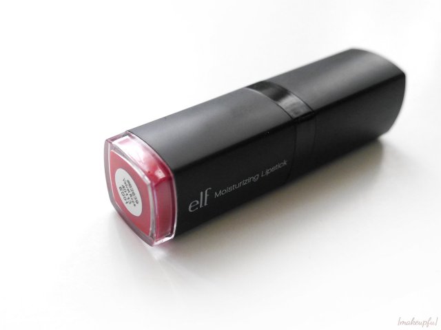 The plastic colored base of the e.l.f. Studio Moisturizing Lipstick has a removable containing a lip color pot.
