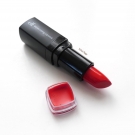 Color comparison of the base and main lip color for the e.l.f. Studio Moisturizing Lipstick in the shade Velvet Rope