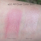 e.l.f All Over Color Stick Swatches: Persimmon and Pink Lemonade
