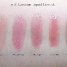 e.l.f. Luscious Liquid Lipstick Swatches: Baby Lips, Pink Lemonade, Ruby Slipper, Cherry Tart, Maple Sugar