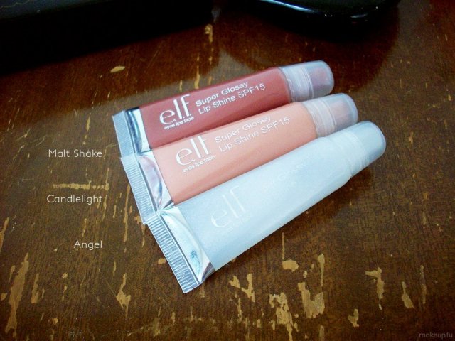 e.l.f. Super Glossy Lip Shine: Malt Shake, Candlelight, Angel