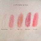 e.l.f. Plumping Lip Glaze Swatches: Oasis, Plum Pout, Mauve Berry and Fire Coral