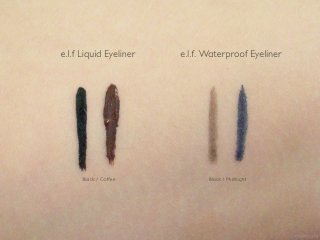 e.l.f. Essential Liquid Eyeliner and Waterproof Eyeliner Pen Swatches