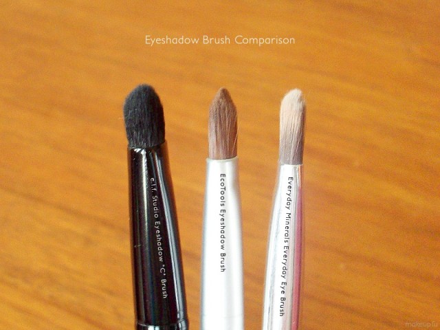 Eyeshadow Brush Comparison: EcoTools Eyeshadow Brush, Everyday Minerals Everyday Eyeshadow Brush, and e.l.f. Studio Eyeshadow