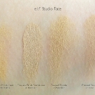 e.l.f. Studio Face Swatches: Tinted Moisturizer (Porcelain), Flawless Finish Foundation (Porcelain) and Pressed Powder (Porcelain & Sand)