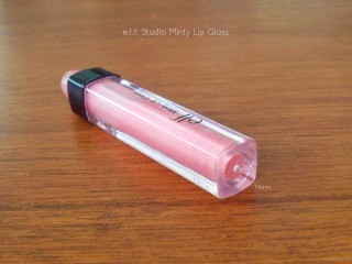 The tube of the e.l.f. Studio Minty Lip Gloss magnifies the actual contents.