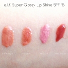 e.l.f. Super Glossy Lip Shine Swatches: Candlelight, Goddess, Pink Kiss, Malt Shake