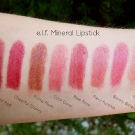 e.l.f. Mineral Lipstick: Royal Red, Cheerful Cherry, Prime Plum, Coy Coral, Ripe Rose, Fiery Fuchsia, Barely Bitten, Rosy Raisine.l.f. Mineral Lipstick: Royal Red, Cheerful Cherry, Prime Plum, Cool Coral, Ripe Rose, Fiery Fuchsia, Barely Bitten, Rosy Raisin