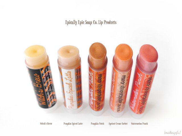 Epically Epic Limited Edition Fall 2015 Lip Balms in Witch's Brew & Pumpkin Spiced Latte, and Lip Colors in Pumpkin Patch, Apricot Creme Sorbet & Watermelon Punch