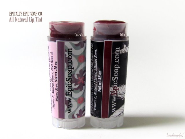 Reverse of the Epically Epic Soap Co. All Natural Lip Tints in Graciela and Odile