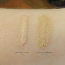 Swatches of benecos Creamy Foundation in Nude and Lavera Natural Liquid Foundation in Porcelain No. 1