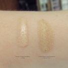 Swatches of benecos Creamy Foundation in Nude and Lavera Natural Liquid Foundation in Porcelain No. 1