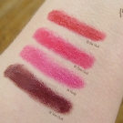 Swatches of Milani Lip Flash Full Coverage Shimmer Gloss Pencil: 02 News Flash, 04 Photo Flash, 05 Hot Flash, 06 Flashy