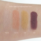 Swatches of the Pacifica Enlighten Eye Brightening Shadow Palette: Skinny Dip, Coral Sand, Golden, and Urchin