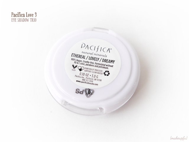 Reverse of the Pacifica Love 3 Eye Shadow Trio
