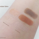 Swatch comparison of the Pacifica Love 3 Eye Shadow Trio and Enlighten Eyeshadow Palette, swatched over the e.l.f. Essential Glitter Primer