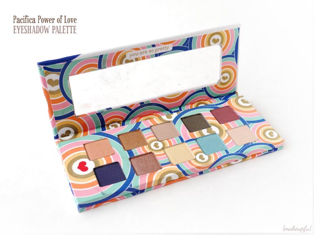 Angled view of the Pacifica Power of Love Eyeshadow Palette opened