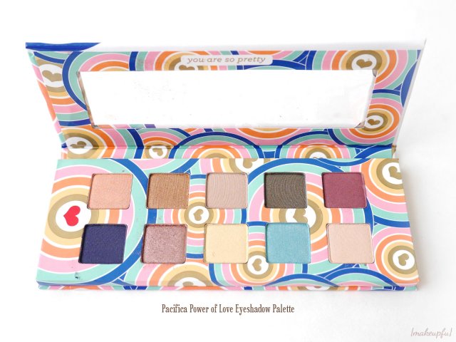 View of the Pacifica Power of Love Eyeshadow Palette opened
