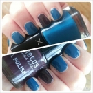 LVX Nail Lacquer in Prussian and benecos Nail Polish in Deep Plum