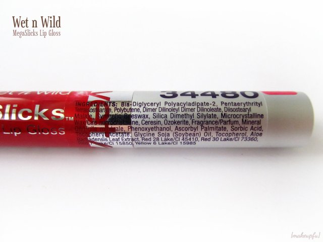 Ingredients for the Wet n Wild MegaSlicks Lip Gloss in 34480 Bloody Good
