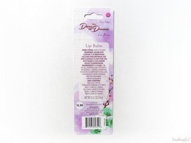 Reverse of the Townley Disney Princess Lip Balm in Mulan Cherry Blossom
